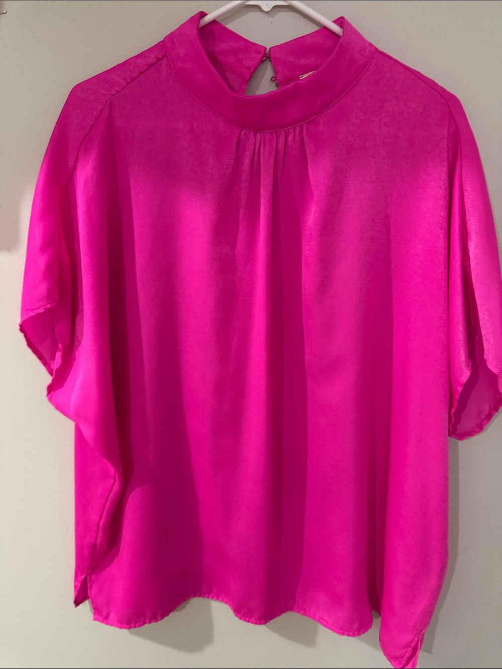 JODIFL Hot Pink Mock Neck Blouse